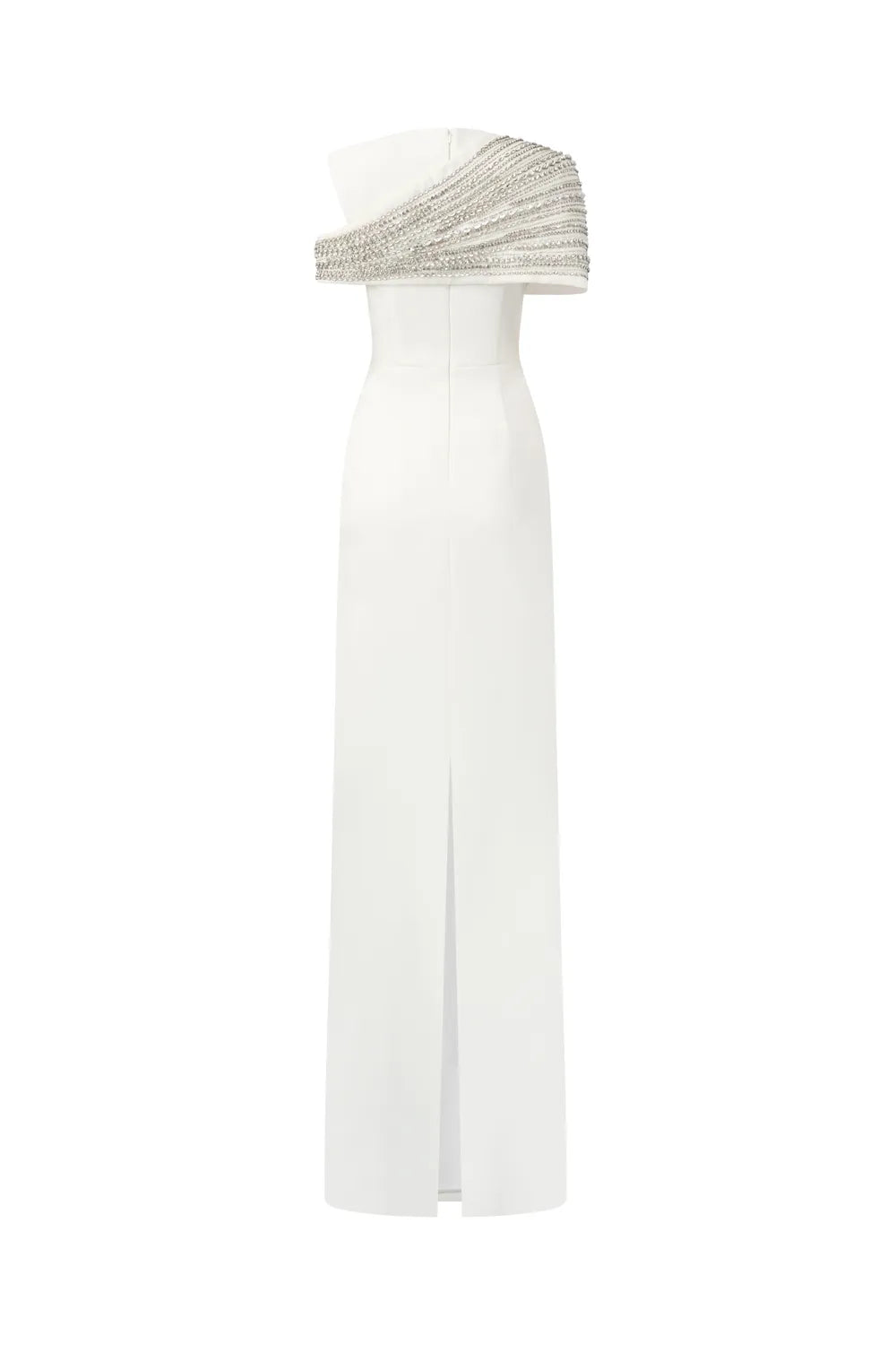 Stone Embellished Asymmetric Cape Straight Dress Set